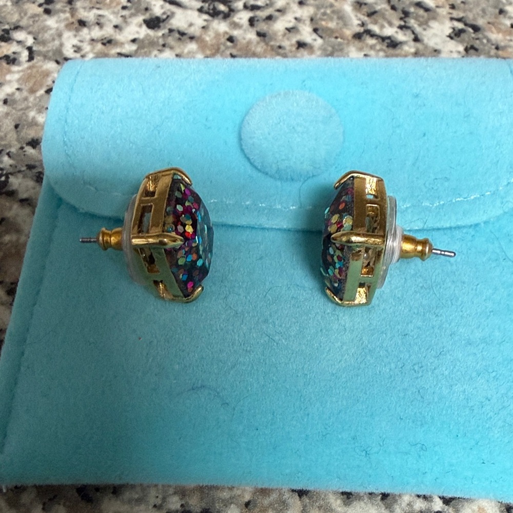 Kate Spade Multicolor Glitter Square Stud Earrings - Picture 4 of 6